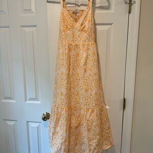 LOFT Orange and White Eyelet Maxi Dress